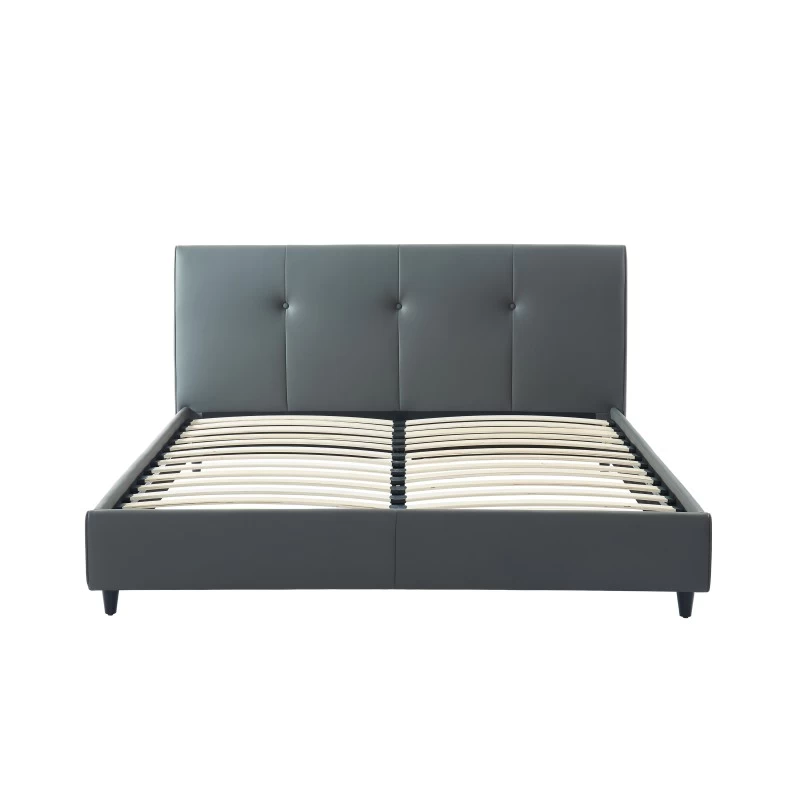Lit SEGURA Simili Gris 160x200 Sommier Inclus 3 Lit SEGURA Simili Gris 160x200 Sommier Inclus – Image 3