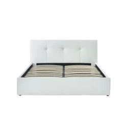 Lit Coffre SEGURO Simili Blanc Coffre 160x200 Sommier Inclus -Canapé Rêve Promos Magasin seguro160bl lit coffre blanc 4