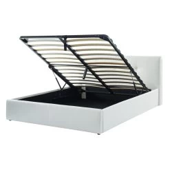 Lit Coffre SEGURO Simili Blanc Coffre 160x200 Sommier Inclus -Canapé Rêve Promos Magasin seguro160bl lit coffre blanc 5