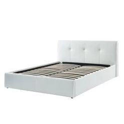 Lit Coffre SEGURO Simili Blanc Coffre 160x200 Sommier Inclus -Canapé Rêve Promos Magasin seguro160bl lit coffre blanc 6