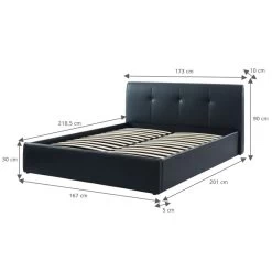 Lit Coffre SEGURO Simili Noir 160x200 Sommier Inclus -Canapé Rêve Promos Magasin seguro160no lit coffre noir 1