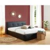 Lit Coffre SEGURO Simili Noir 160x200 Sommier Inclus