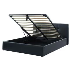 Lit Coffre SEGURO Simili Noir 160x200 Sommier Inclus -Canapé Rêve Promos Magasin seguro160no lit coffre noir 5