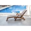 Chaise Longue SOCOA En Bois D'acacia Coussin De Matelas Gris