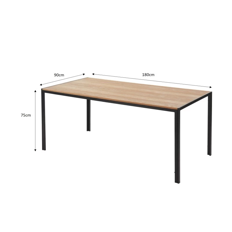 Table De Séjour SOHO Placage Bois Et Métal Noir 180cm 2 Table De Séjour SOHO Placage Bois Et Métal Noir 180cm – Image 2