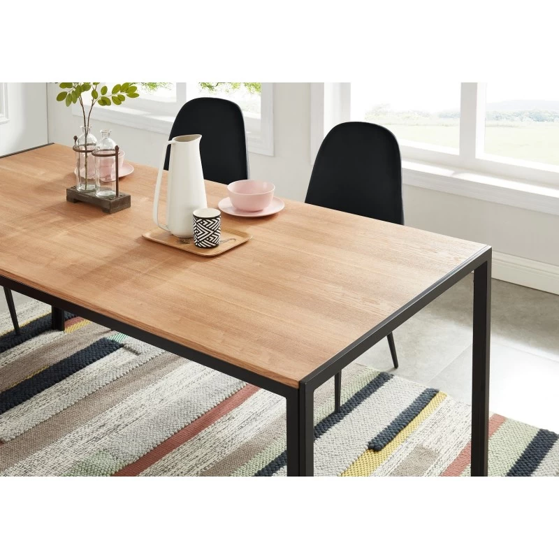 Table De Séjour SOHO Placage Bois Et Métal Noir 180cm 3 Table De Séjour SOHO Placage Bois Et Métal Noir 180cm – Image 3