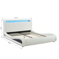 Lit SOLAR LED Blanc Et Noir 160x200cm -Canapé Rêve Promos Magasin solar lit 160 led blanc noir leds multicolores noir blanc 160x200cm 1