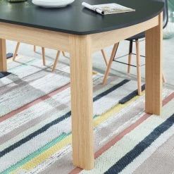 Table à Manger DAVIA Noir Et Effet Chêne 180cm -Canapé Rêve Promos Magasin table a manger davia noir et effet chene 180cm 2