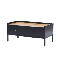 Table Basse ARCHI Noir Et Effet Bois 90cm -Canapé Rêve Promos Magasin table basse archi noir et bois 2 tiroirs l90cm 4