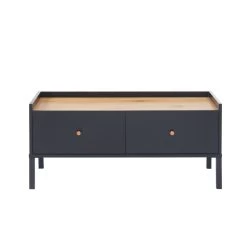 Table Basse ARCHI Noir Et Effet Bois 90cm -Canapé Rêve Promos Magasin table basse archi noir et bois 2 tiroirs l90cm 5