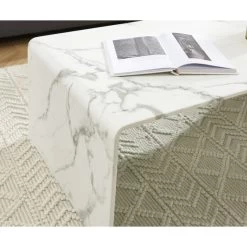 Table Basse GINZA Verre Courbé Effet Marbre 120cm -Canapé Rêve Promos Magasin table basse ginza verre courbe effet marbre 120cm 1