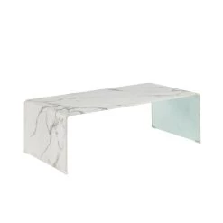 Table Basse GINZA Verre Courbé Effet Marbre 120cm -Canapé Rêve Promos Magasin table basse ginza verre courbe effet marbre 120cm 2