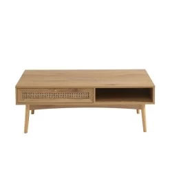 Table Basse INES Effet Chêne Et Cannage Rotin -Canapé Rêve Promos Magasin table basse ines effet chene et cannage rotin 3