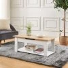 Table Basse JULIETTE Blanc Et Effet Chêne 1 Tiroir