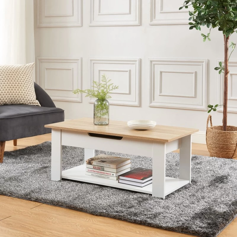 Table Basse JULIETTE Blanc Et Effet Chêne 1 Tiroir 1 Table Basse JULIETTE Blanc Et Effet Chêne 1 Tiroir