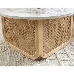 Table Basse LEON Effet Marbre Et Cannage Rotin 80cm -Canapé Rêve Promos Magasin table basse leon effet marbre et cannage rotin 80cm 3