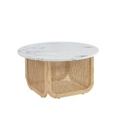 Table Basse LEON Effet Marbre Et Cannage Rotin 80cm -Canapé Rêve Promos Magasin table basse leon effet marbre et cannage rotin 80cm 4