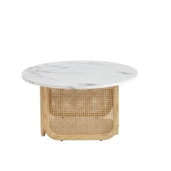 Table Basse LEON Effet Marbre Et Cannage Rotin 80cm -Canapé Rêve Promos Magasin table basse leon effet marbre et cannage rotin 80cm 5
