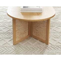 Table Basse LEON Placage Chêne Et Cannage Rotin 120cm -Canapé Rêve Promos Magasin table basse leon placage chene et cannage rotin 120cm 2