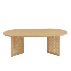 Table Basse LEON Placage Chêne Et Cannage Rotin 120cm -Canapé Rêve Promos Magasin table basse leon placage chene et cannage rotin 120cm 4