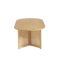 Table Basse LEON Placage Chêne Et Cannage Rotin 120cm -Canapé Rêve Promos Magasin table basse leon placage chene et cannage rotin 120cm 5