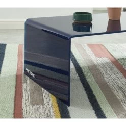 Table Basse PANTONE Verre Courbé Bleu électrique 120cm -Canapé Rêve Promos Magasin table basse pantone verre courbe bleu electrique 120cm 1