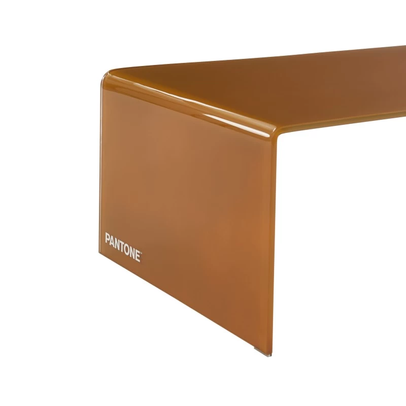 Table Basse PANTONE Verre Courbé Caramel 120cm 4 Table Basse PANTONE Verre Courbé Caramel 120cm – Image 4