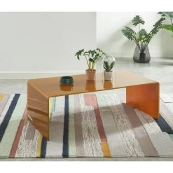 Table Basse PANTONE Verre Courbé Caramel 120cm