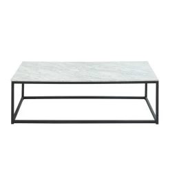 Table Basse TELMA Marbre Blanc Naturel 120cm -Canapé Rêve Promos Magasin table basse telma marbre blanc naturel 120cm 2