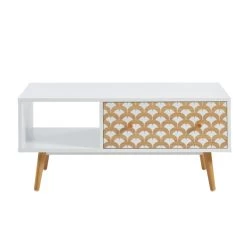 Table Basse UTAH Blanc Et Effet Bois 90cm -Canapé Rêve Promos Magasin table basse utah decor bois et blanc 2 tiroirs et 1 niche l90cm 5