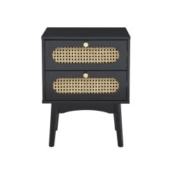 Table De Chevet ANATOLE Noir Et Cannage Rotin -Canapé Rêve Promos Magasin table de chevet anatole noir et cannage rotin 4