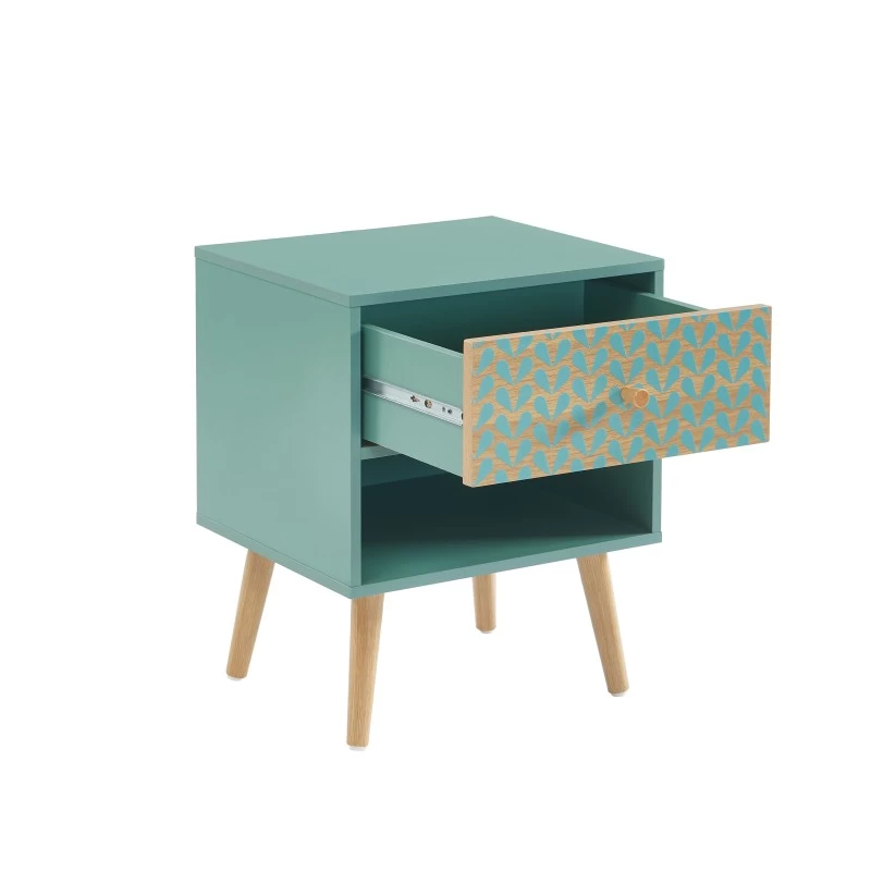 Table De Chevet CAPUCINE Vert De Gris Et Effet Chêne 40cm 6 Table De Chevet CAPUCINE Vert De Gris Et Effet Chêne 40cm – Image 6