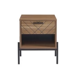 Table De Chevet GEOMA Effet Chêne Foncé Et Motifs 1 Tiroir -Canapé Rêve Promos Magasin table de chevet geoma effet chene fonce et motifs 1 tiroir 3