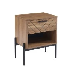 Table De Chevet GEOMA Effet Chêne Foncé Et Motifs 1 Tiroir -Canapé Rêve Promos Magasin table de chevet geoma effet chene fonce et motifs 1 tiroir 4
