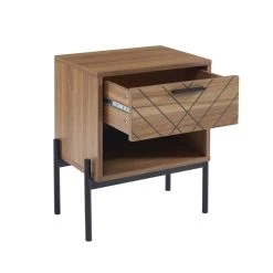 Table De Chevet GEOMA Effet Chêne Foncé Et Motifs 1 Tiroir -Canapé Rêve Promos Magasin table de chevet geoma effet chene fonce et motifs 1 tiroir 5