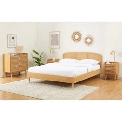 Table De Chevet LEON Placage Chêne Et Cannage Rotin 2 Tiroirs -Canapé Rêve Promos Magasin table de chevet leon placage chene et cannage rotin 2 tiroirs 4