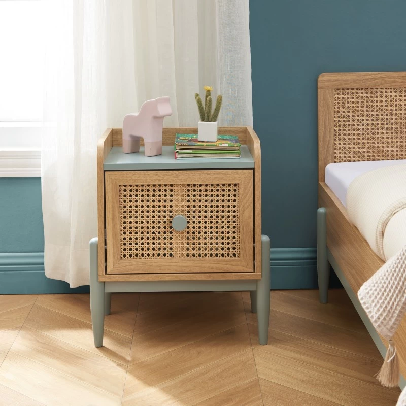 Table De Chevet PABLO Bleu Et Cannage Rotin 1 Tiroir 3 Table De Chevet PABLO Bleu Et Cannage Rotin 1 Tiroir – Image 3