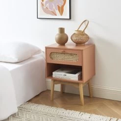 Table De Chevet SIXTINE Terracotta Et Cannage Rotin 9 Table De Chevet SIXTINE Terracotta Et Cannage Rotin -Canapé Rêve Promos Magasin table de chevet sixtine terracotta et cannage rotin 1