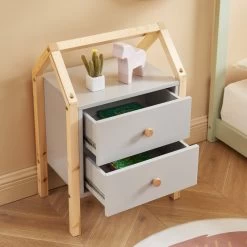 Table De Chevet TINY Gris 2 Tiroirs -Canapé Rêve Promos Magasin table de chevet tiny gris 2 tiroirs 2