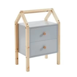 Table De Chevet TINY Gris 2 Tiroirs -Canapé Rêve Promos Magasin table de chevet tiny gris 2 tiroirs 4