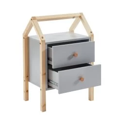 Table De Chevet TINY Gris 2 Tiroirs -Canapé Rêve Promos Magasin table de chevet tiny gris 2 tiroirs 5