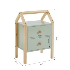 Table De Chevet TINY Vert 2 Tiroirs -Canapé Rêve Promos Magasin table de chevet tiny vert 2 tiroirs 1