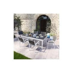 Table De Jardin OWEN Extensible En Aluminium Blanc Et Anthracite