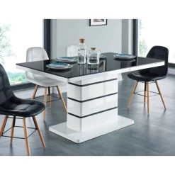 Table De Séjour LUCIA Laqué Blanc Brillant 150cm