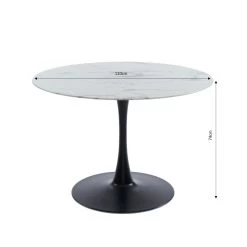 Table De Séjour MONIKA Verre Effet Marbre Ronde 110cm Pied Noir 6 Table De Séjour MONIKA Verre Effet Marbre Ronde 110cm Pied Noir -Canapé Rêve Promos Magasin table de sejour monika 110cm verre trempe effet marbre pied en metal noir 1