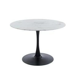 Table De Séjour MONIKA Verre Effet Marbre Ronde 110cm Pied Noir 8 Table De Séjour MONIKA Verre Effet Marbre Ronde 110cm Pied Noir -Canapé Rêve Promos Magasin table de sejour monika 110cm verre trempe effet marbre pied en metal noir 3