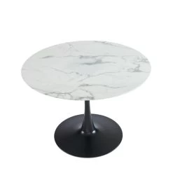 Table De Séjour MONIKA Verre Effet Marbre Ronde 110cm Pied Noir 9 Table De Séjour MONIKA Verre Effet Marbre Ronde 110cm Pied Noir -Canapé Rêve Promos Magasin table de sejour monika 110cm verre trempe effet marbre pied en metal noir 4