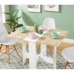 Table Pliable JUNO Noir Et Effet Chêne 104cm -Canapé Rêve Promos Magasin table de sejour pliante juno 1