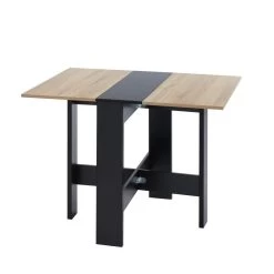 Table Pliable JUNO Noir Et Effet Chêne 104cm -Canapé Rêve Promos Magasin table de sejour pliante juno 6