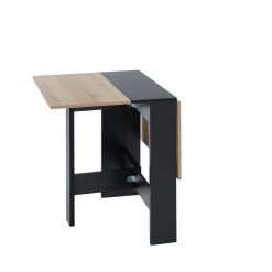 Table Pliable JUNO Noir Et Effet Chêne 104cm -Canapé Rêve Promos Magasin table de sejour pliante juno 7